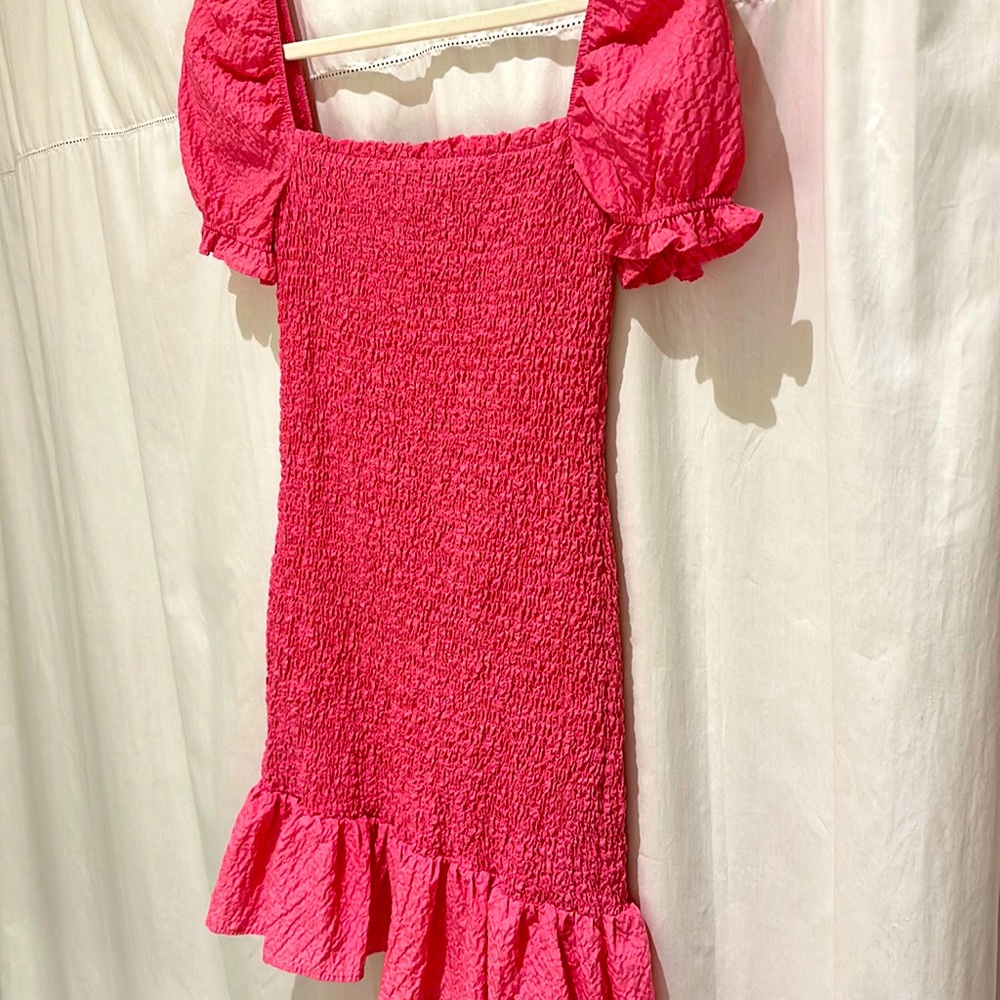 Cute Pink Puff Sleeve Dress